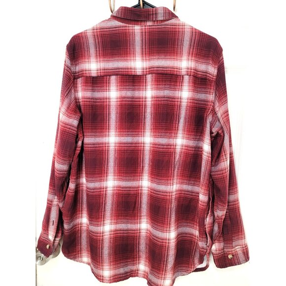 JACHS Girlfriend Red & White Plaid Button-Up Long Sleeve Shirt With pockets - Picture 3 of 12